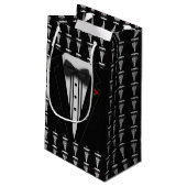 Schwarzer Tuxedo mit Bogen-Krawatte Kleine Geschenktüte (Rückseite Schrägansicht)