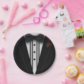 Schwarzer Tuxedo mit Bogen-Krawatte Pappteller (Party)