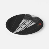 Schwarzer Tuxedo mit Bogen-Krawatte Pappteller (Schrägansicht)