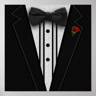 Schwarzer Tuxedo mit Bogen-Krawatte Poster