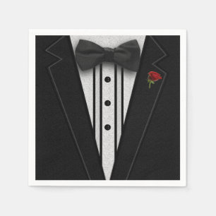 Schwarzer Tuxedo mit Bogen-Krawatte Serviette