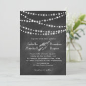 Schwarzer Twinkle Lichter Einladung Hochzeit (Stehend Vorderseite)