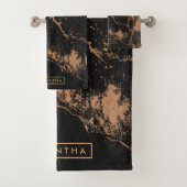 Schwarzer u. goldener Marmor Badhandtuch Set (Insitu)