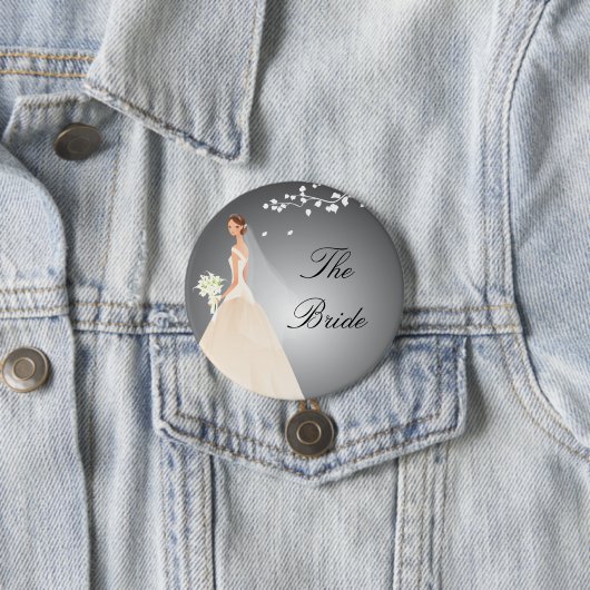 Schwarzer u. grauer Braut-Brautparty-Knopf Button (Beispiel)