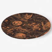 Schwarzer u. orange Spuk HalloweenpapierTeller Pappteller (Schrägansicht)