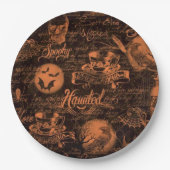 Schwarzer u. orange Spuk HalloweenpapierTeller Pappteller (Vorderseite)