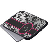 Schwarzer u. silberner Damast mit Schwarzem und Laptopschutzhülle (Vorne Knopf)