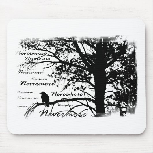 Schwarzer u. Weiß-Nevermore Silhouette-Rabe Mousepad (Vorne)