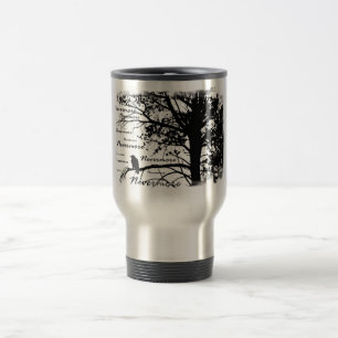 Schwarzer u. Weiß-Nevermore Silhouette-Rabe Reisebecher