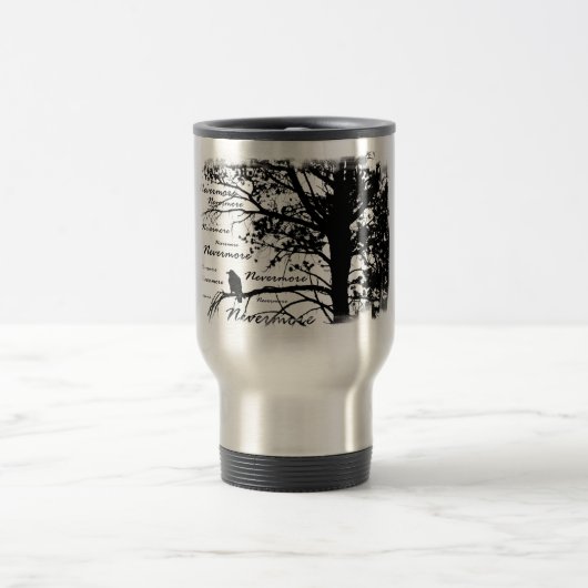 Schwarzer u. Weiß-Nevermore Silhouette-Rabe Reisebecher (Mittel)