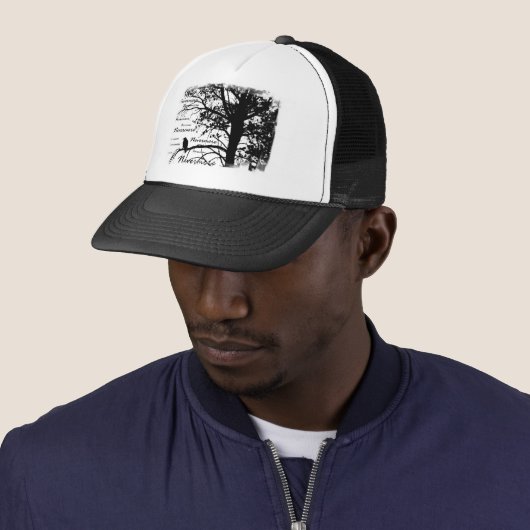 Schwarzer u. Weiß-Nevermore Silhouette-Rabe Truckerkappe (Beispiel)