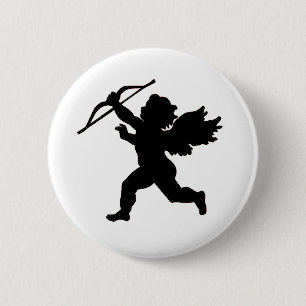 Schwarzer u. weißer Amor-Knopf Button