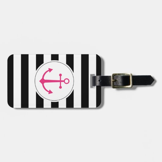 Schwarzer u. weißer Anker-Gepäckanhänger Gepäckanhänger (Vorderseite horizontal)