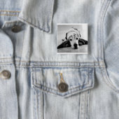 Schwarzer u. weißer Basset Hound-Knopf Button (Beispiel)