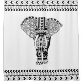 Schwarzer u. weißer Bohemischer Elefant Duschvorhang (Vorderseite)