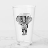 Schwarzer u. weißer Bohemischer Stammes- Elefant Glas (Vorderseite)