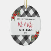 Schwarzer u. weißer Büffel-karierter Keramik Ornament (Rechts)