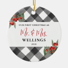 Schwarzer u. weißer Büffel-karierter Keramik Ornament