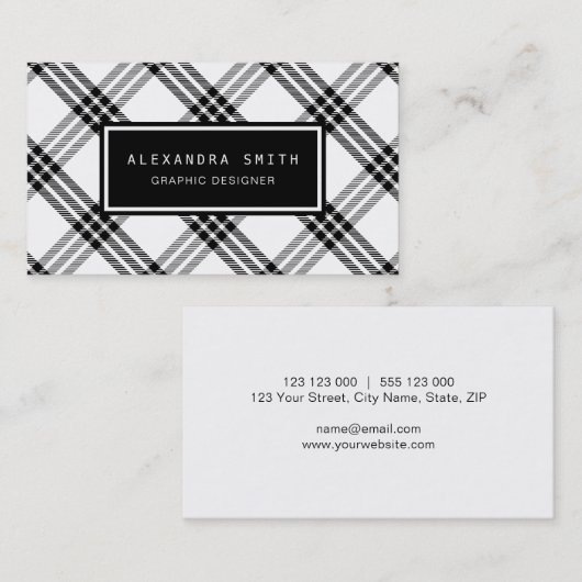 Schwarzer u. weißer Büffel-Karo Visitenkarte (Vorne/Hinten)