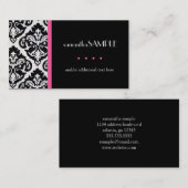 Schwarzer u. weißer Damast, Pink Visitenkarte (Vorne/Hinten)