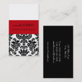 Schwarzer u. weißer Damast Visitenkarte (Vorne/Hinten)