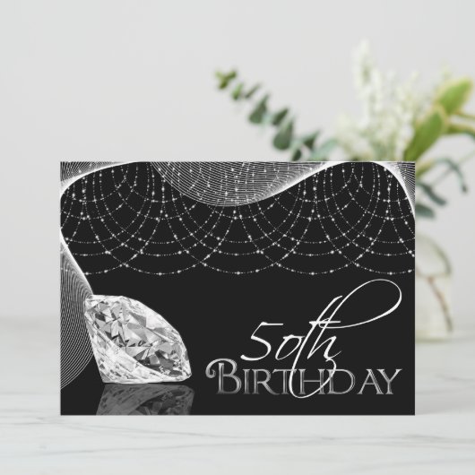 Schwarzer u. weißer Diamant-50. Einladung (Stehend Vorderseite)