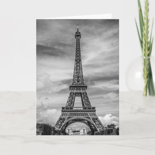 Schwarzer u. weißer Eiffelturm Paris Frankreich Karte (Vorderseite)