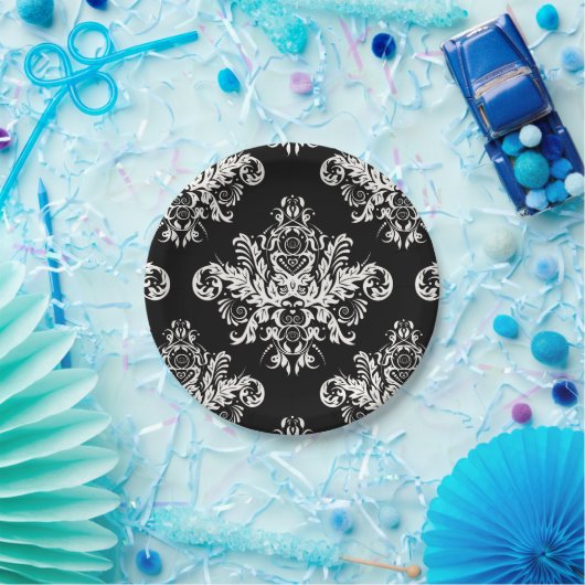 Schwarzer u. weißer eleganter PapierTeller - Set (Party)