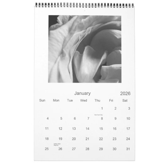 Schwarzer u. weißer Kalender der Rosen-2009 (Jan 2026)