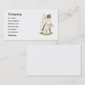 Schwarzer u. weißer Kitty mit Blume Visitenkarte (Vorne/Hinten)