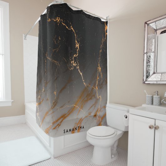 Schwarzer u. weißer Marmor Duschvorhang (Beispiel)