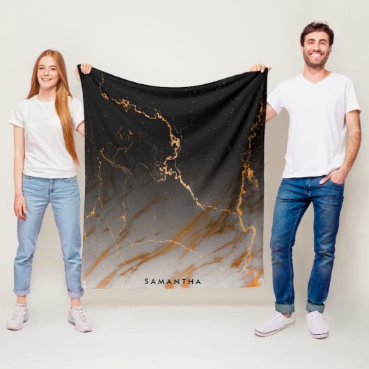 Schwarzer u. weißer Marmor Fleecedecke (Beispiel)