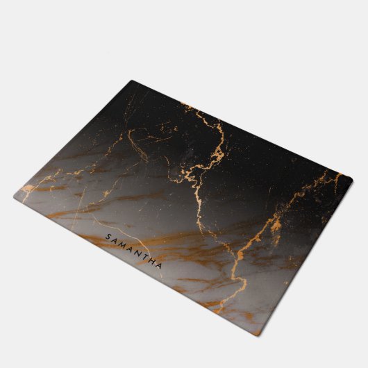 Schwarzer u. weißer Marmor Fußmatte (Schrägansicht)