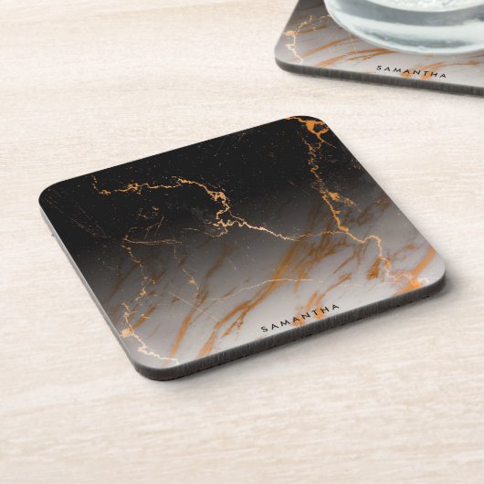 Schwarzer u. weißer Marmor Getränkeuntersetzer (Linke Seite)