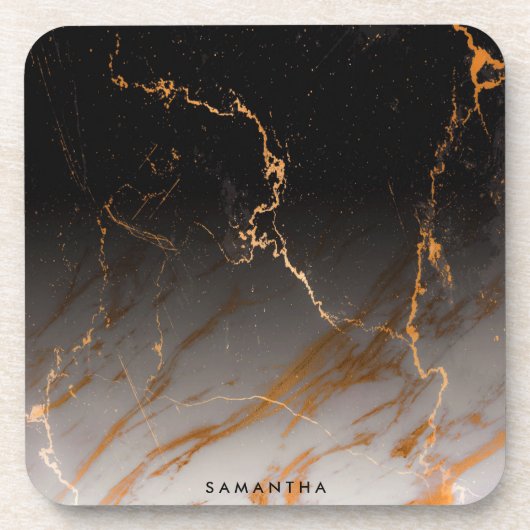 Schwarzer u. weißer Marmor Getränkeuntersetzer (Vorderseite)
