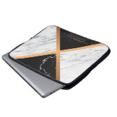 Schwarzer u. weißer Marmor Laptopschutzhülle (Vorne Knopf)