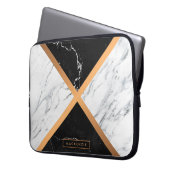 Schwarzer u. weißer Marmor Laptopschutzhülle (Vorderseite Links)
