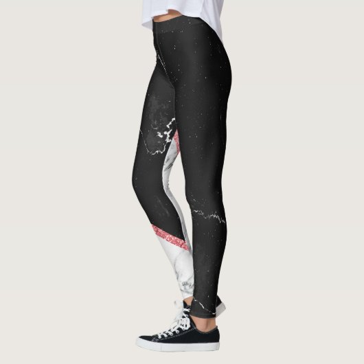 Schwarzer u. weißer Marmor Leggings (Links)