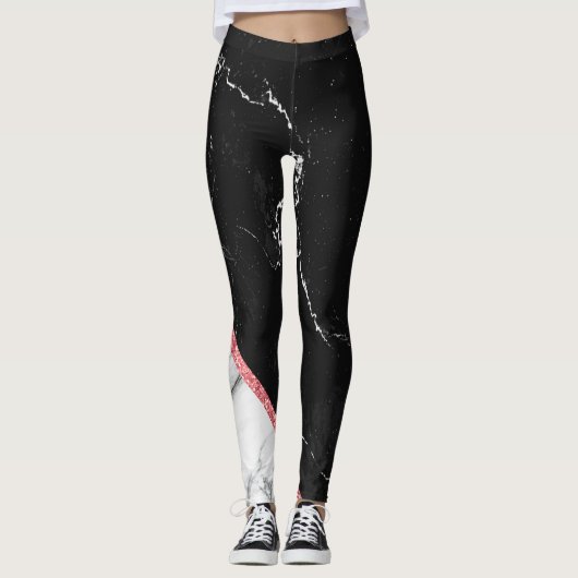 Schwarzer u. weißer Marmor Leggings (Vorderseite)