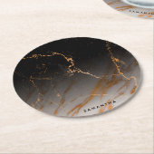 Schwarzer u. weißer Marmor Runder Pappuntersetzer (Angewinkelt)