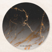 Schwarzer u. weißer Marmor Runder Pappuntersetzer (Vorderseite)