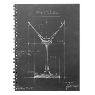 Schwarzer u. weißer Martini-Glas-Plan Notizblock