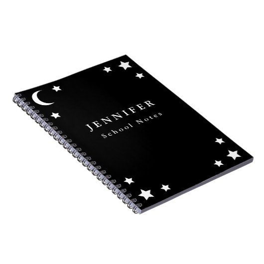Schwarzer u. weißer Mond u. Stern-gewundenes Notizblock (Rechte Seite)