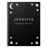 Schwarzer u. weißer Mond u. Stern-gewundenes Notizblock (Vorderseite)