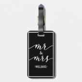 Schwarzer u. weißer personalisierter Herr u. Frau Gepäckanhänger (Rückseite vertikal)