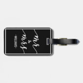 Schwarzer u. weißer personalisierter Herr u. Frau Gepäckanhänger (Rückseite horizontal)