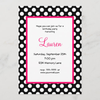 Schwarzer u. weißer Poka Punkt-40. Einladung