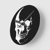 Schwarzer u. weißer Schädel Runde Wanduhr (Winkel)