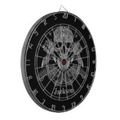 Schwarzer u. weißer Schädel und Gewehre Dartscheibe (Vorderseite Links)