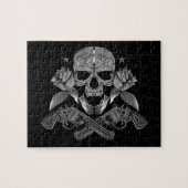 Schwarzer u. weißer Schädel und Gewehre Puzzle (Horizontal)